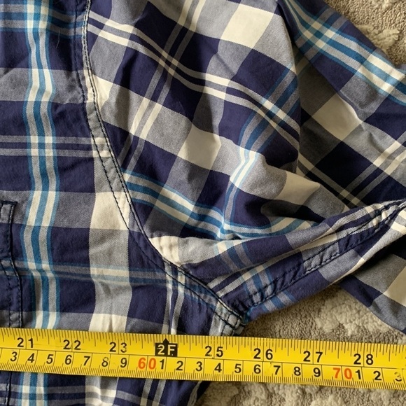 Boden plaid buttons down shirt navy blue purple size XL casual - Picture 7 of 13